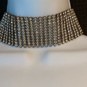 Elegant Silver Rhinestone Choker Necklace